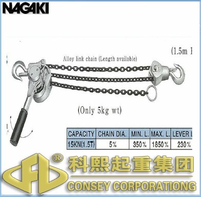 供應(yīng)RICKY-3鋁合金鏈條手扳葫蘆  NGK鋁合金鏈條式手扳葫蘆