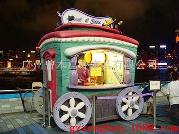 供應戶外家具木質移動售貨車中國香港景區售賣亭廣場小吃車商業街手推車