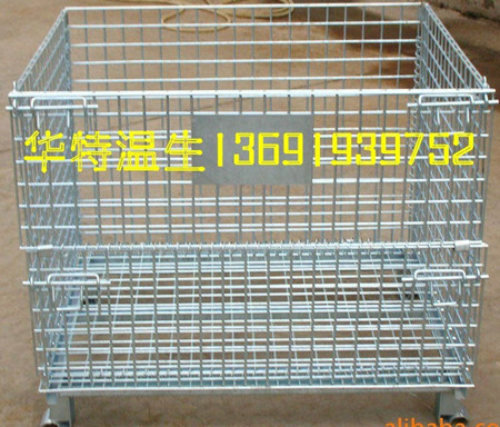 供應山東物流周轉籠，重型移動鐵籠，帶腳輪移動鐵籠