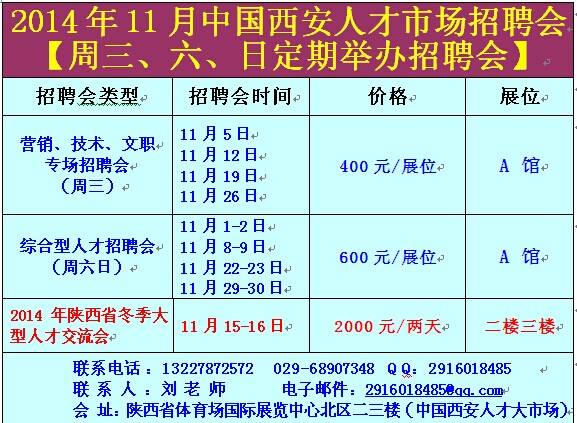 2014年11月12日19日陜西西安營銷技術(shù)文職專場*會