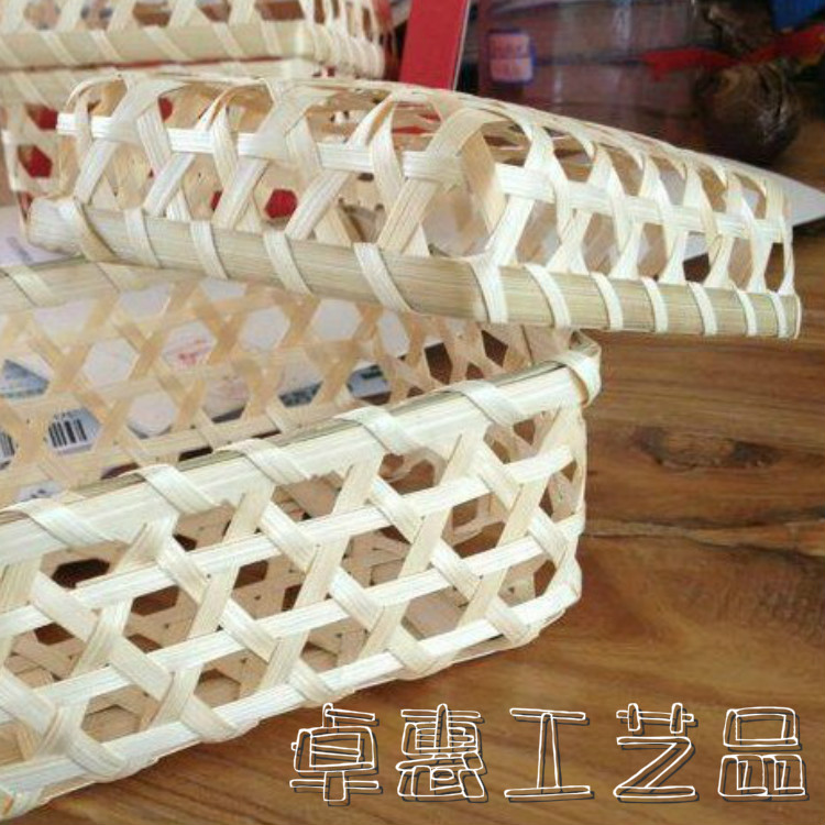 供應竹編廠家定制生產各種手工編織|商務禮品包裝籃|長形木片收納籃
