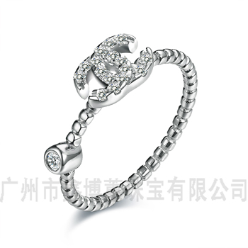 供應(yīng)**銀飾加工廠925純銀戒指 韓國戒指 時尚首飾 微鉆飾品