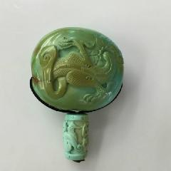 供應(yīng)原礦綠松石雕花佛頭F04
