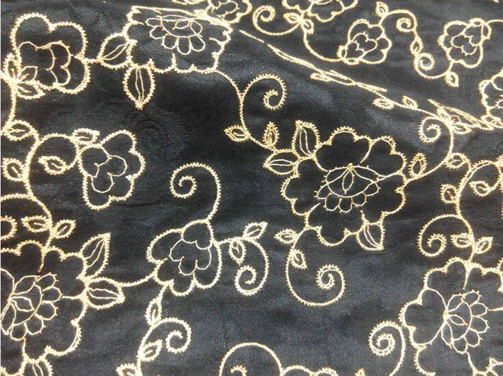 上海繡花廠 ****金線刺繡花邊 花邊面料 服裝輔料