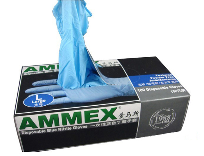 供應美國AMMEX愛馬斯一次性丁.腈手套（無粉，麻面，加厚普通型）100只/盒 APFNC