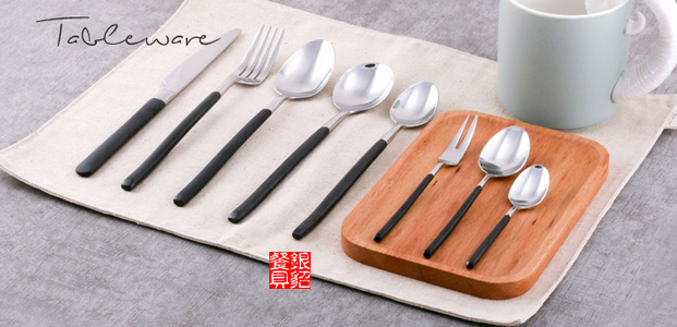 供應生產(chǎn)廠家供應黑金刀叉批發(fā)手柄磨砂黑色餐具加工訂制 304餐具