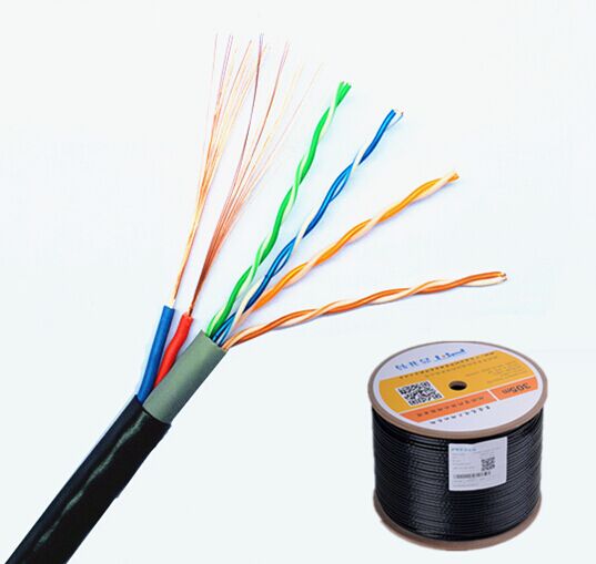 網絡綜合線 8芯標準網線帶2芯無氧銅電源一體線安防綜合線 300M足