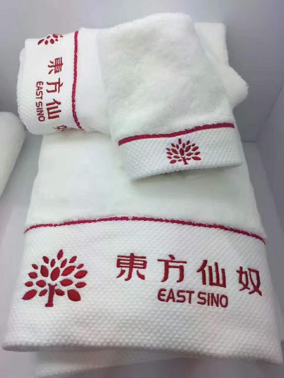 三好色緯段邊繡花（東方仙奴）主題酒店賓館純棉吸水毛巾廠家**