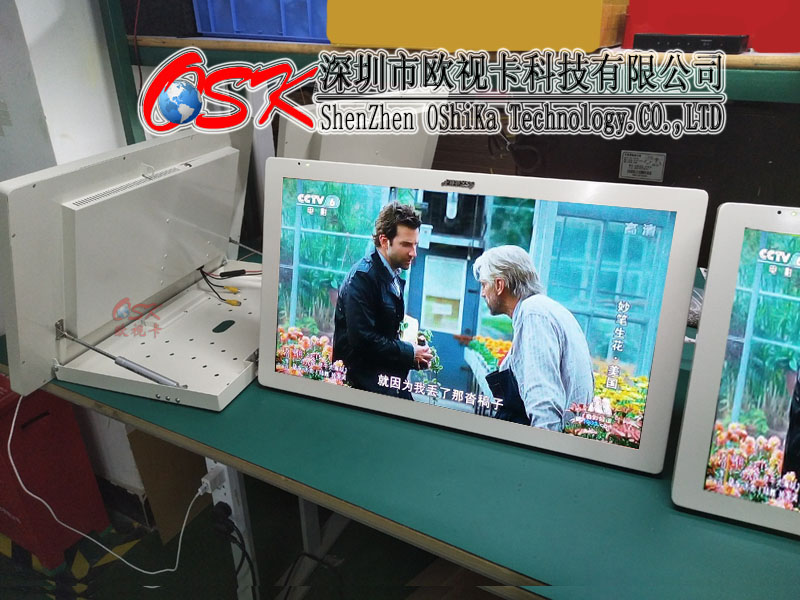 27寸后折高清車載顯示器VGA+HDMI 雙氣桿吸頂后折客車輪船電視屏
