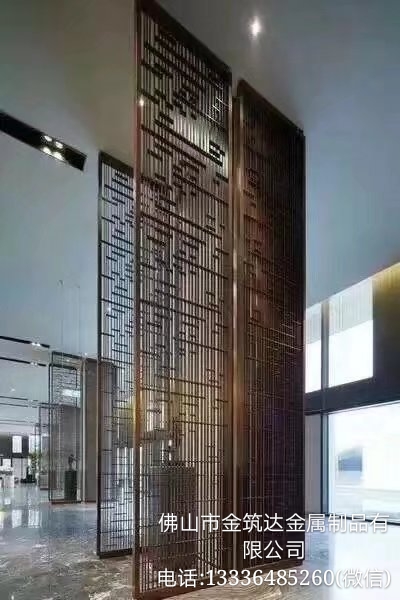 金筑達不銹鋼玫瑰金拉絲無指紋屏風生產廠家