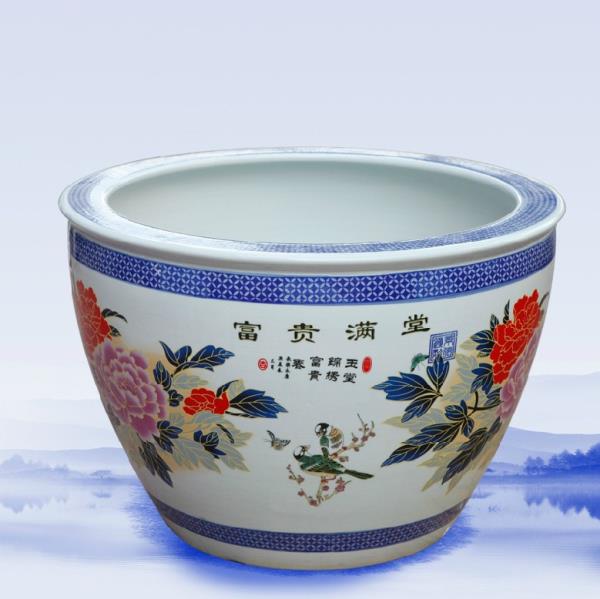 景德鎮陶瓷特大號魚缸化煞**大缸青花瓷錦鯉缸花盆擺件禮品