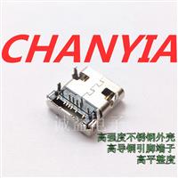 TYPE C母座CF連接器半插半貼14P缺針款不銹鋼外殼四腳插板帶柱