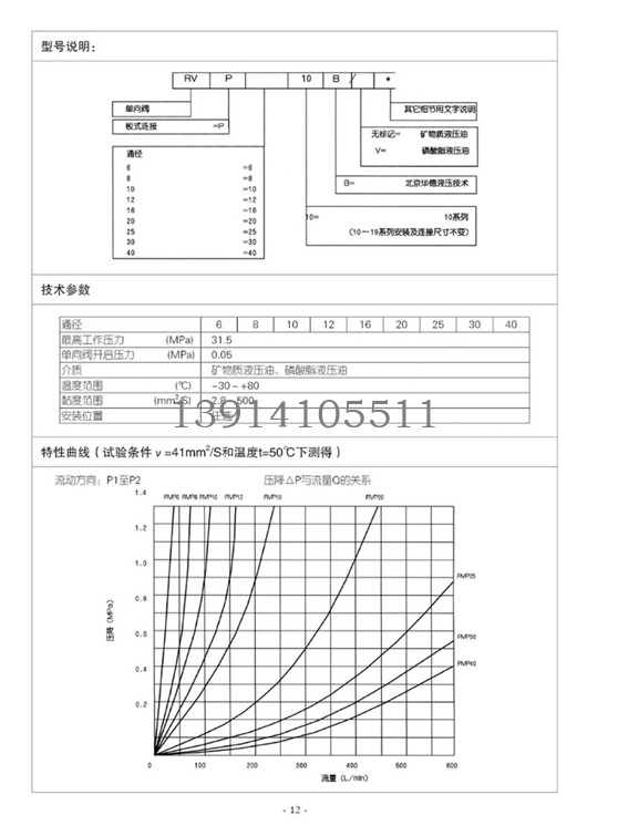 北京华德RVP型单向阀