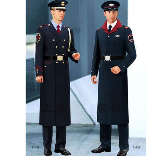 保安長款加厚大衣 物業保安工作服毛呢大衣 新款軍式大衣定制