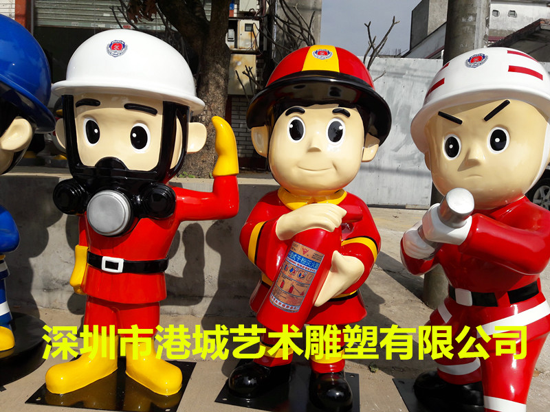 吉祥類工藝品-*文化之玻璃鋼消防卡通公仔雕塑