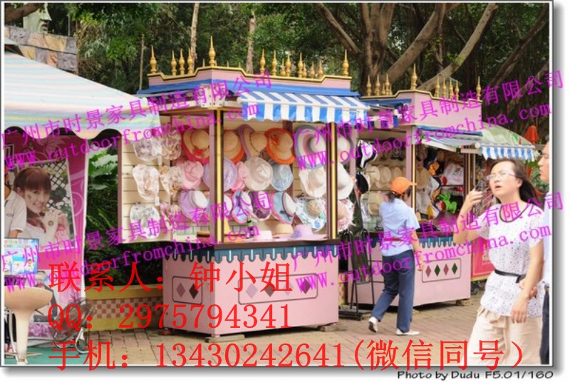 商業(yè)街廣場(chǎng)售貨車，歐式售貨亭，爆米花售貨車，街道食品車