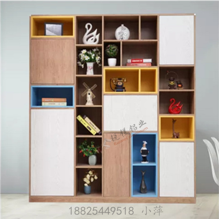 **復古原木色全鋁博古架 全鋁家居* 全鋁玄關柜全鋁家具