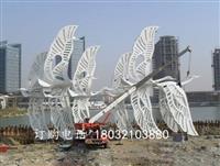 不銹鋼飛翔中的白鷺雕塑，不銹鋼動物雕塑廠家定制