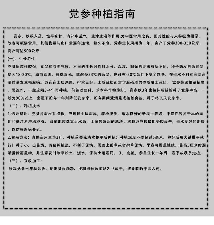 哪里有賣黨參種子出售