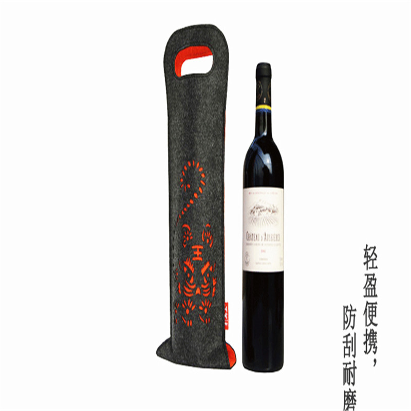 廠家**供應毛氈紅酒袋精美禮品酒類毛氈收納創意酒類禮品袋定制