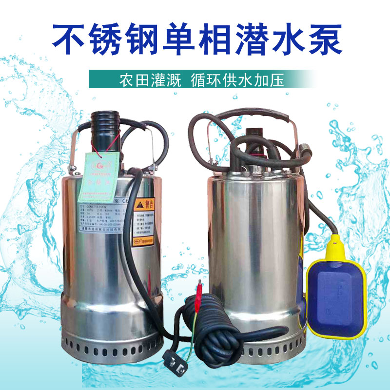 220V自动带浮球不锈钢潜水泵厨房生活用水抽水泵QDN3-5-0.12KW