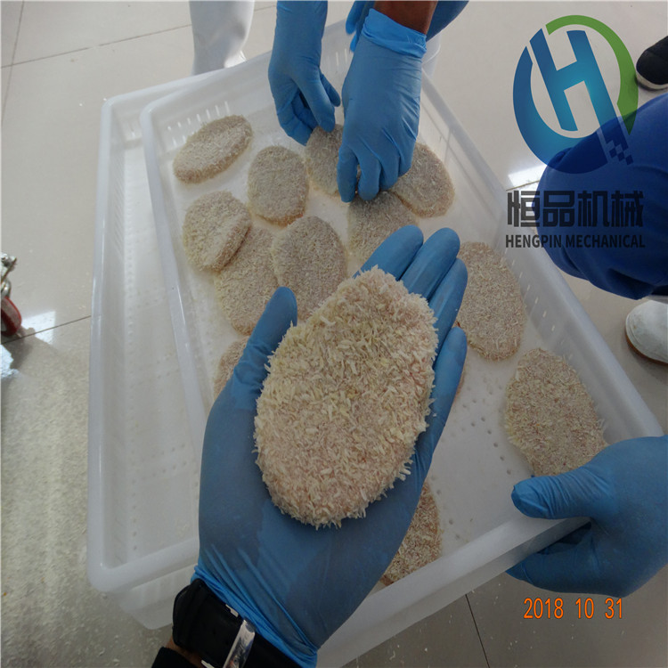 豬肉餅成型機連接上漿上糠設備一套多少錢