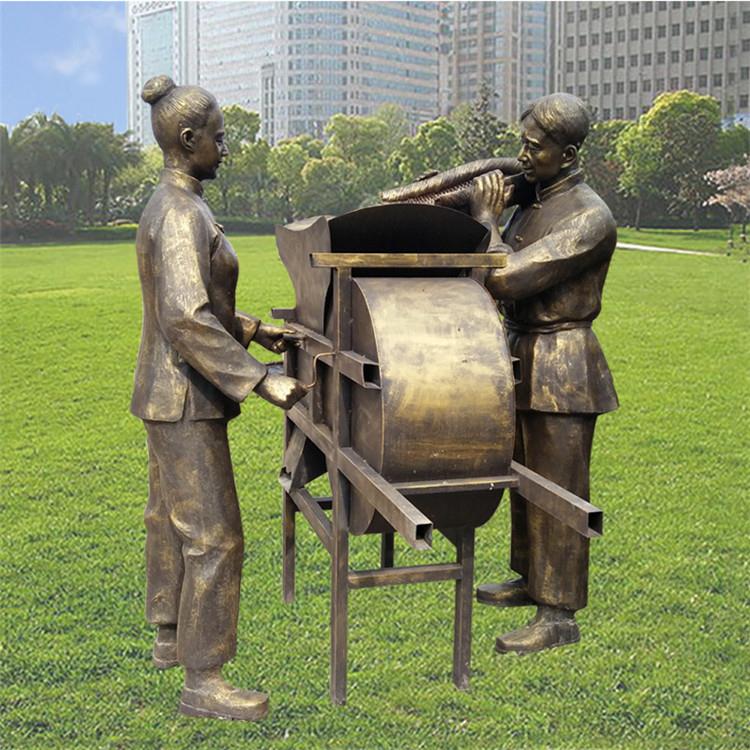 玻璃鋼農耕人物雕塑 農民豐收雕塑 報價