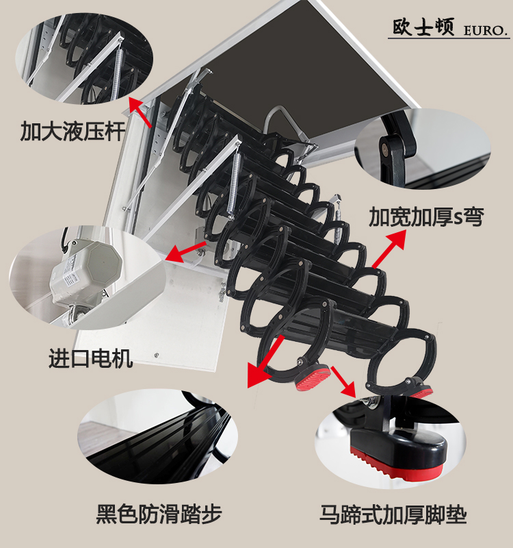 苏州销售阁楼伸缩楼梯 电动升降楼梯 全国包邮