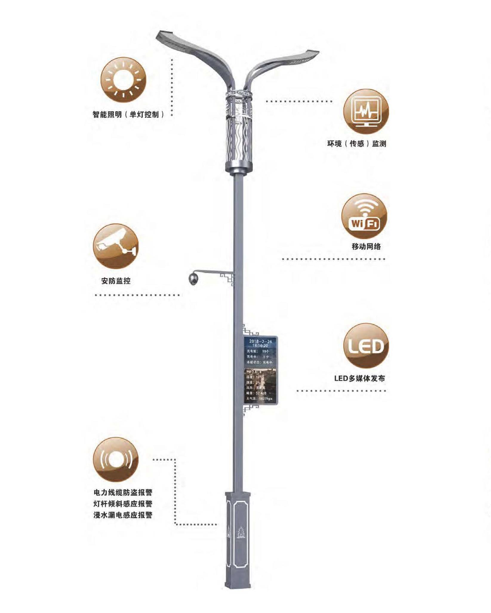 成都一体化LED路灯 合杆