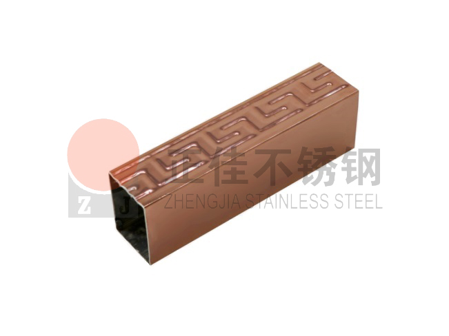 供應(yīng)廣西地區(qū) 不銹鋼管定制加工 鍍玫瑰金回形不銹鋼壓花管