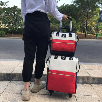 運動_實用子母印花拉桿袋零售_勵欣箱包