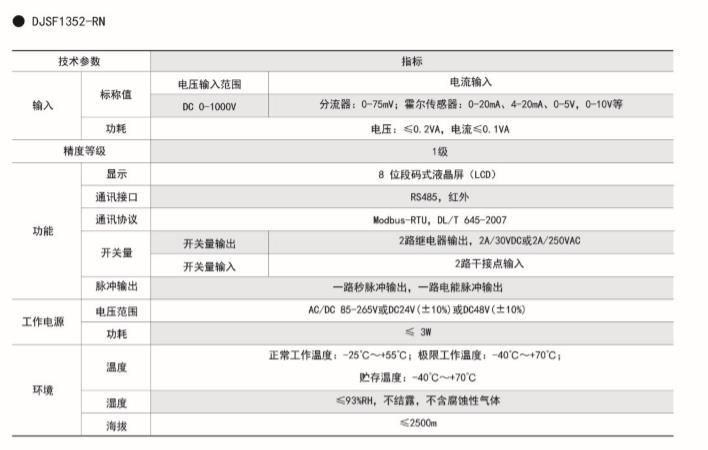 DJSF1352-RN导轨安装直流电压表两年质保