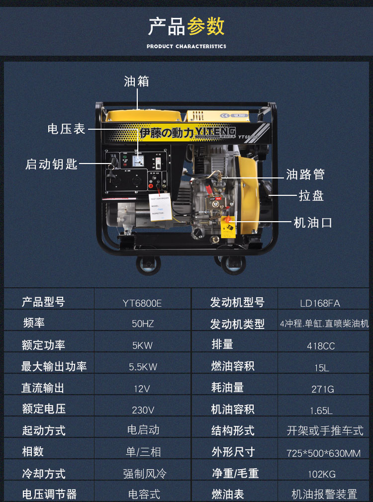 伊藤动力YT6800E柴油发电机厂家