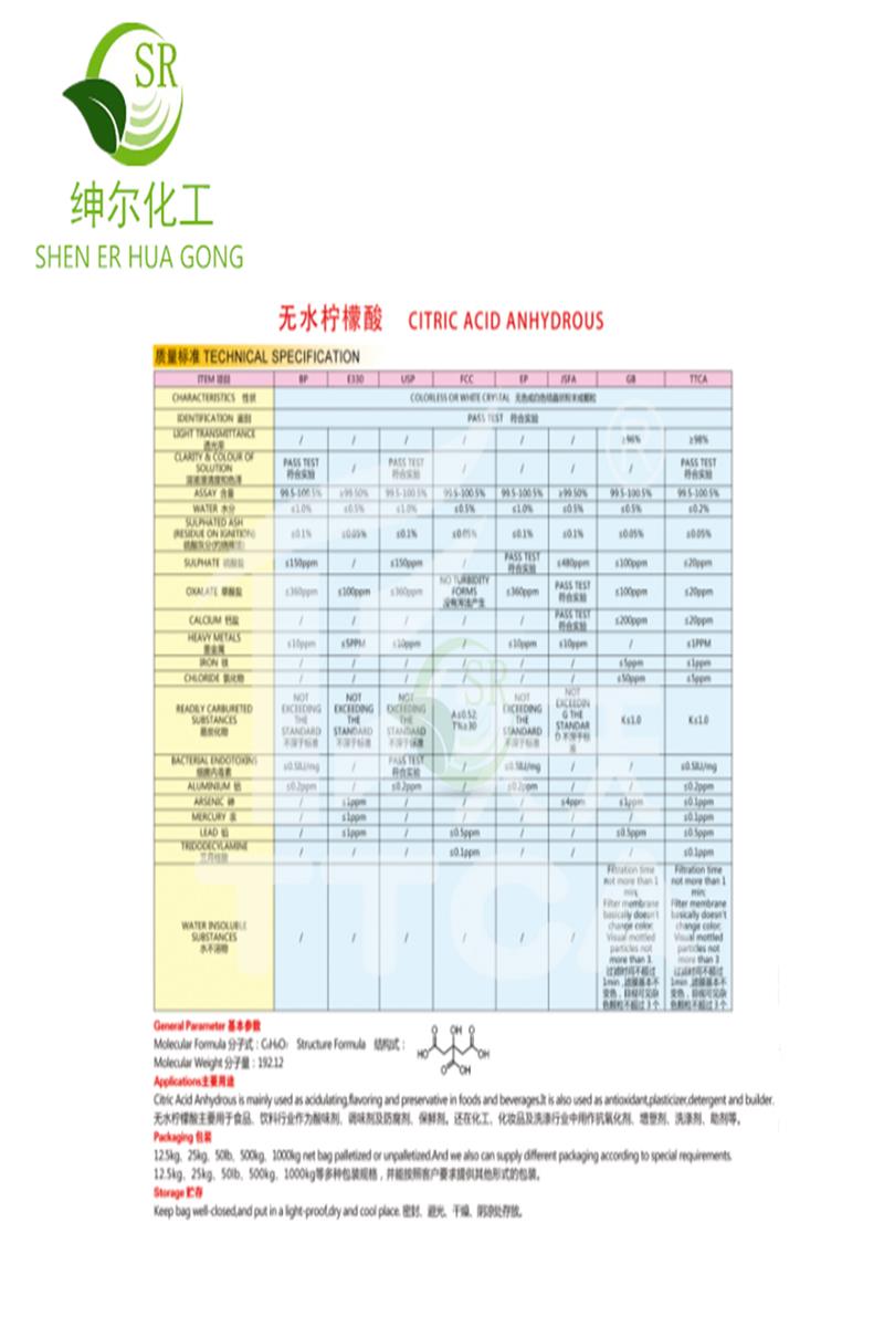 河源抗氧化剂无水柠檬酸