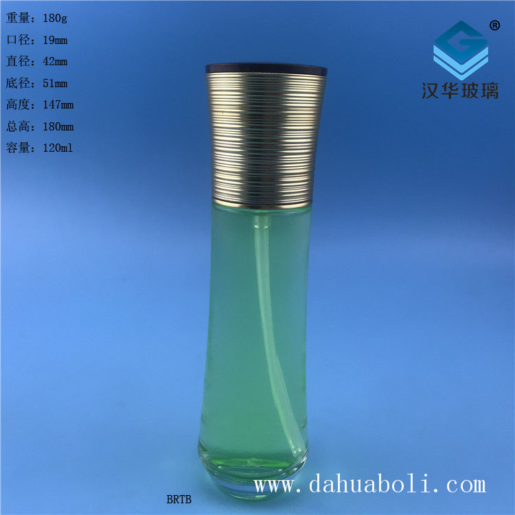 徐州生產(chǎn)120ml金絲蓋乳液玻璃化妝品瓶