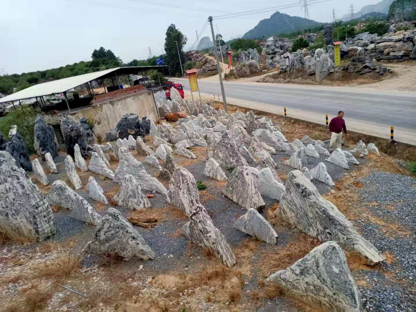 庭院景观雪浪石切片组合 园林造景泰山石切片 室外景观石