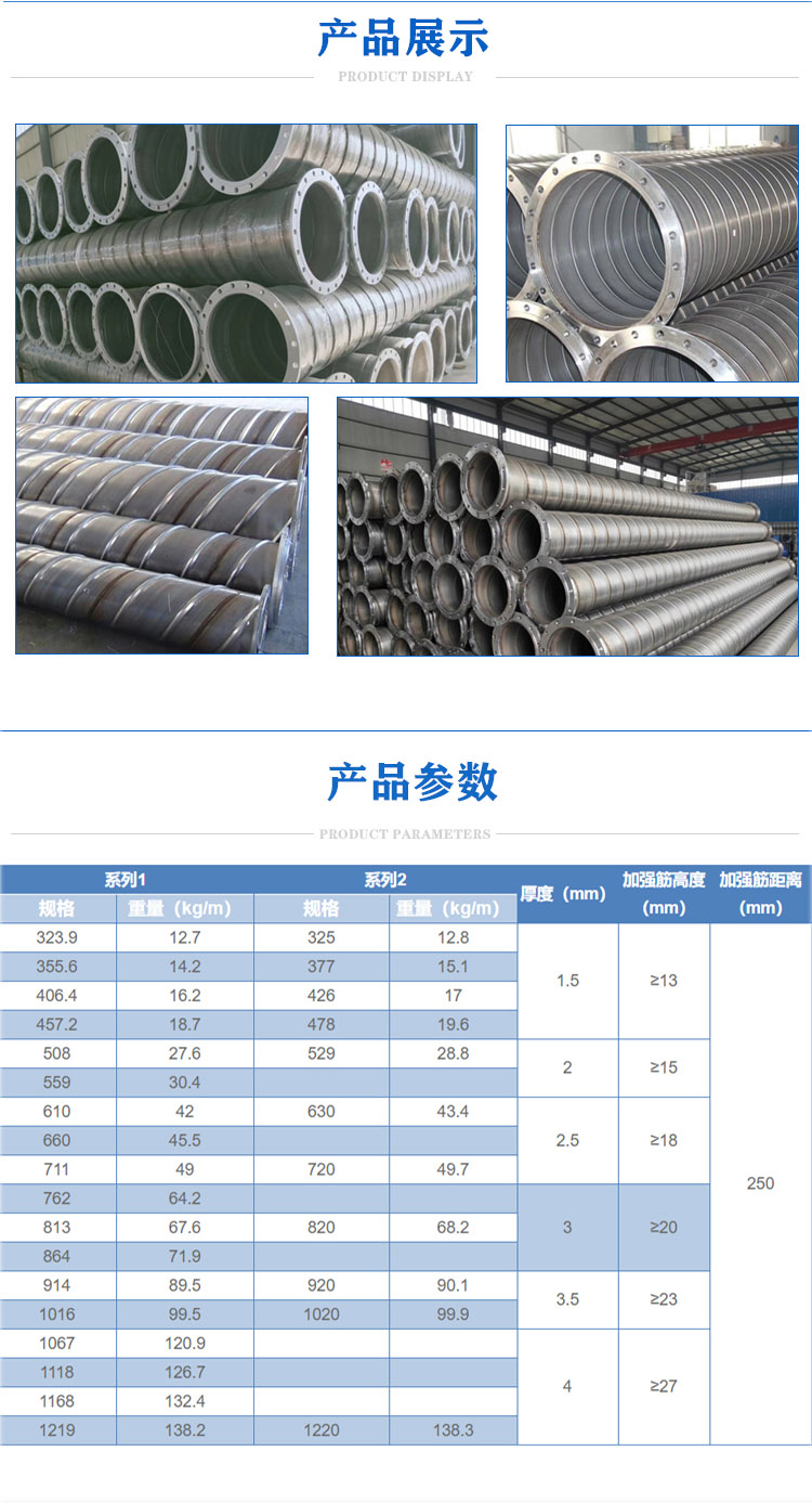 大口径不锈钢加强筋螺旋焊管