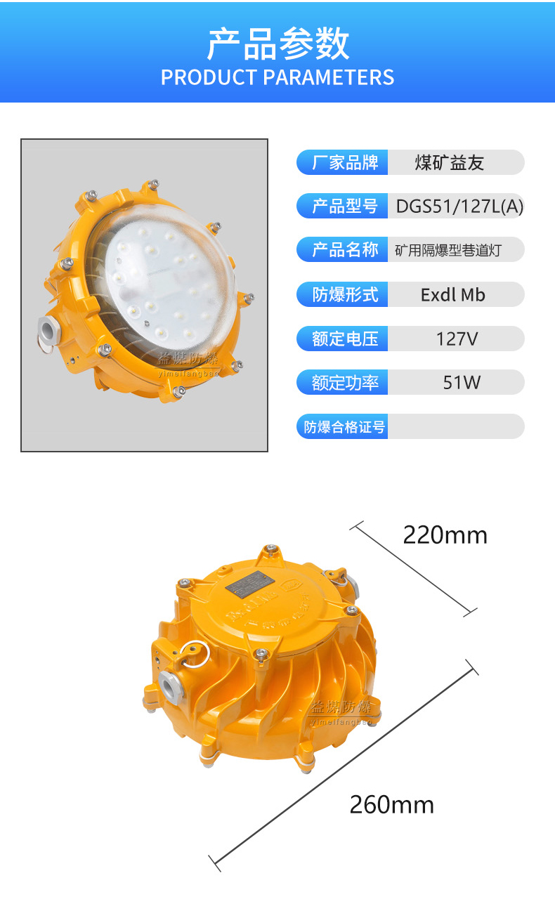 定西DGS51/127L矿用LED巷道灯