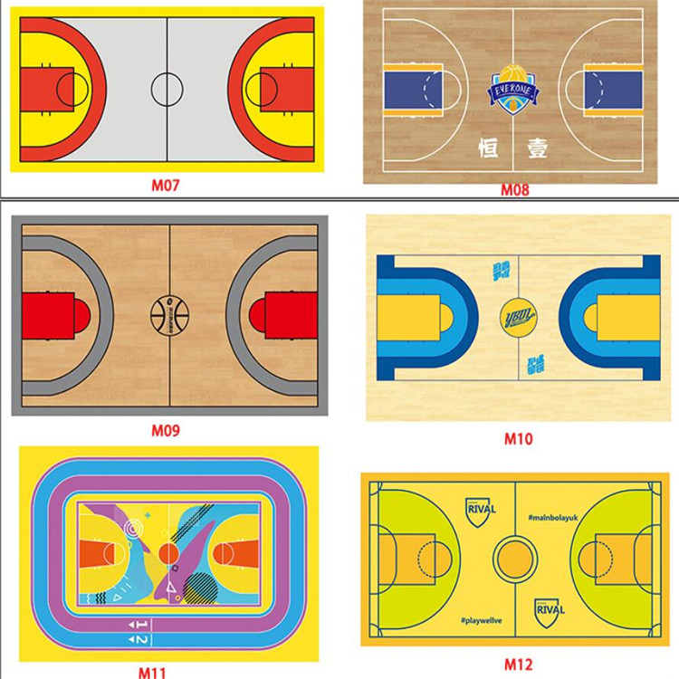 生产厂家 室外篮球塑胶运动地板 360图案定制地胶