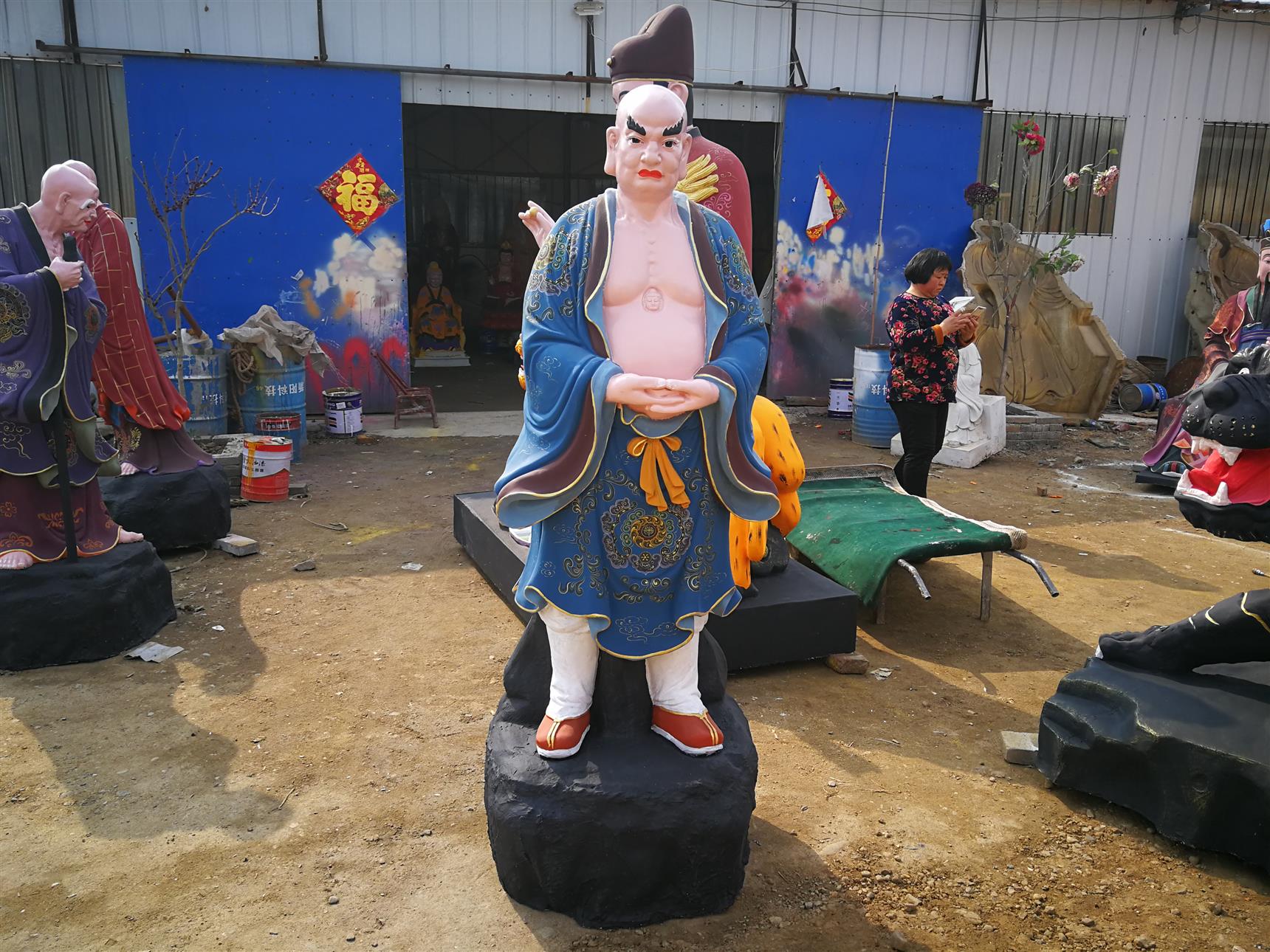 佛教十八位尊者 海口泥塑十八羅漢佛像批發 手工打造