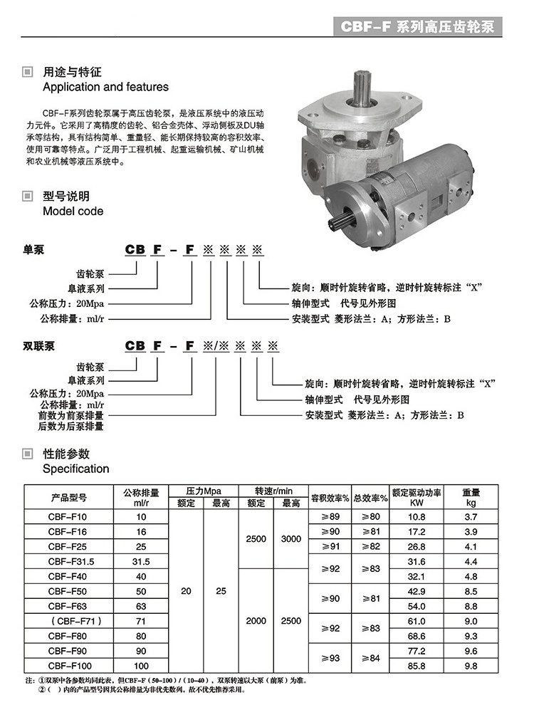 CBF-F416高压齿轮泵厂家