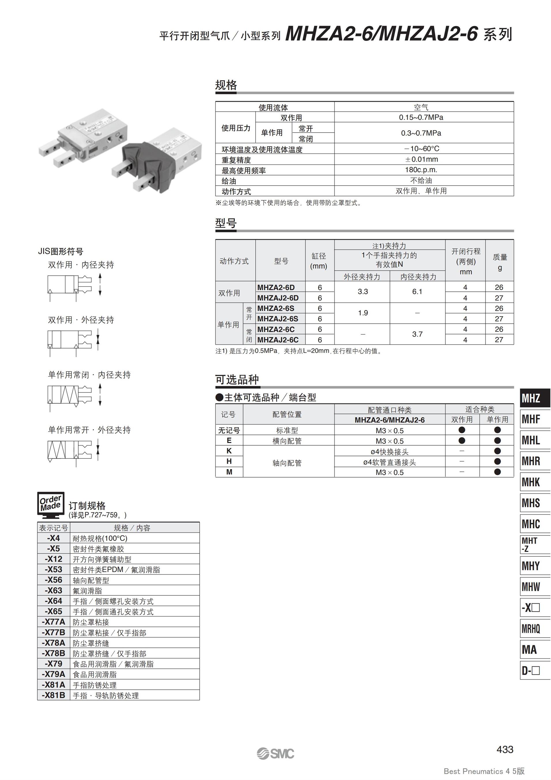 連云港SMC平行開閉型氣爪MHZ2價格