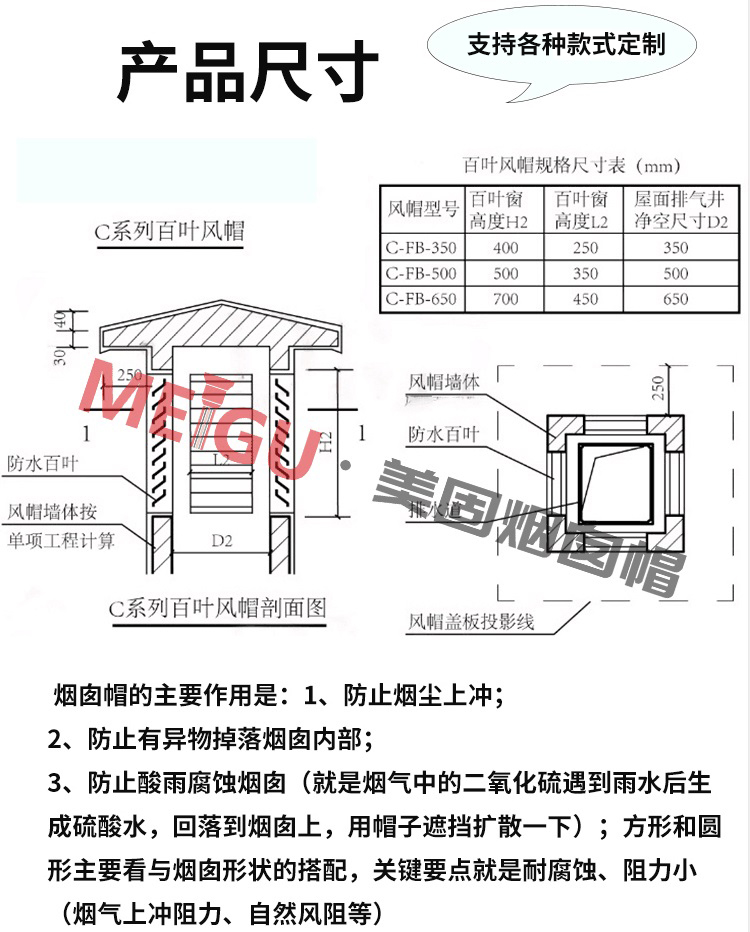 白铁皮C-FD-650C系列百叶风帽定制加工