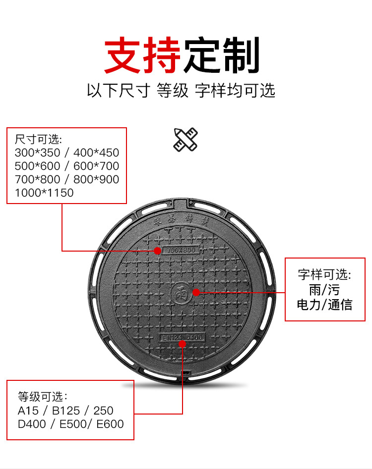 江苏铸铁井盖型号