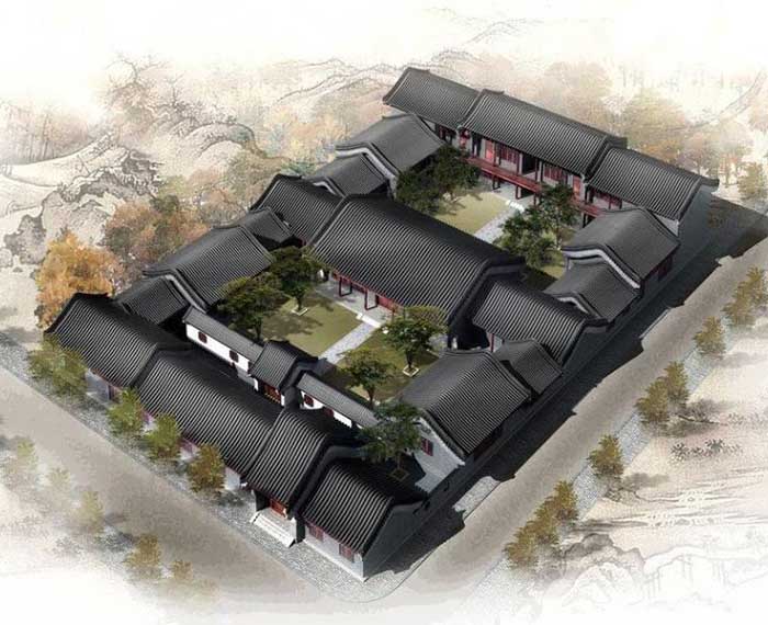 仿古四合院建筑施工-懷俊古建施工實景