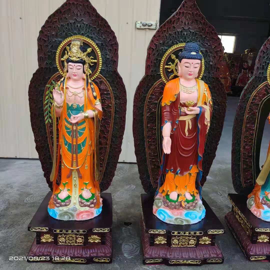 太原玻璃鋼東方三圣佛像 婆娑三圣佛像 手工打造