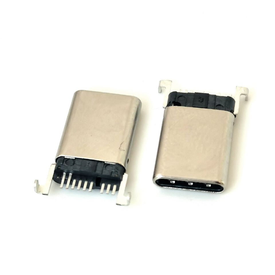 9P拉伸TYPE-C公頭  兩腳長DIP插板  USB3.1立式公頭 黑膠 
