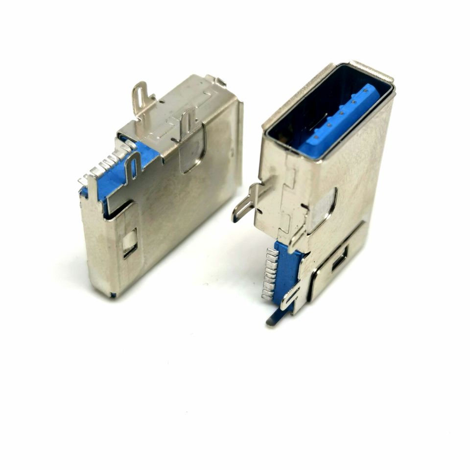 USB 3.0 側插貼片母座AF-9P側立式貼片插座 A母3.0側插SMT 3A快充