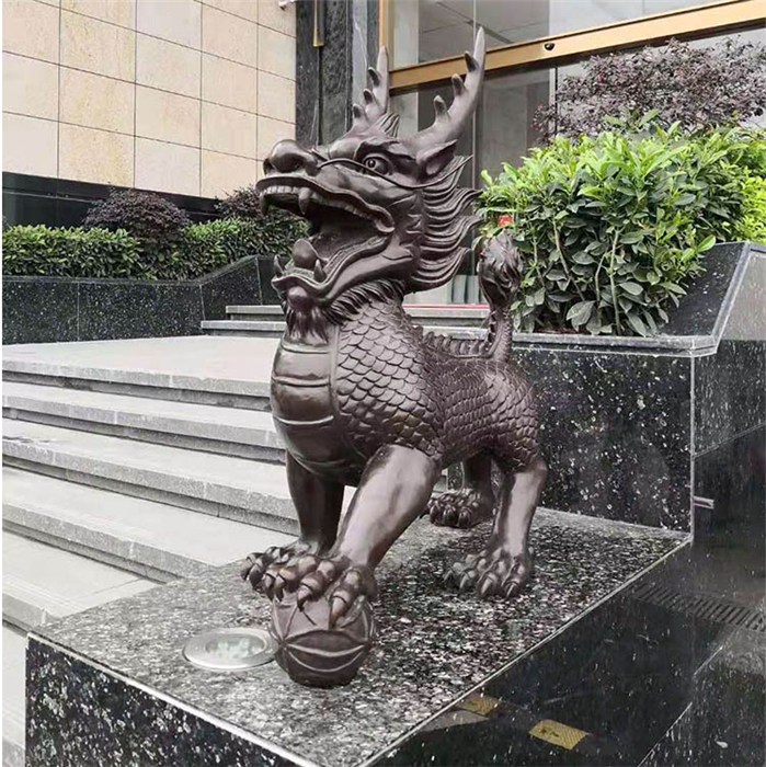 銅麒麟-匯豐銅雕-3米銅麒麟