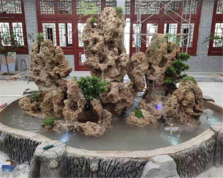 太谷假山石-太原恒陽魚池假山制作-假山石廠家